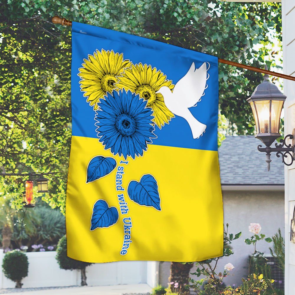Ukraine Flag, I Stand With Ukraine, Peace For Ukraine, Sunflowers and White Dove TQN58F - Image 3