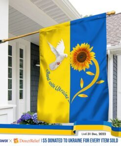 Ukraine Flag Stand with Ukraine Dove Flag QTR39F