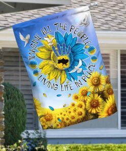 Ukraine Flag Stand With Ukraine Hippie Sign Imagine All People Living Life In Peace LHA2133F