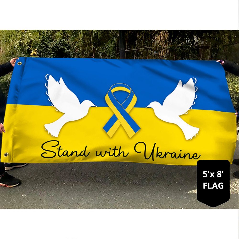 Ukraine Flag Stand with Ukraine Peace Dove Ukrainian Flag QTR68GF - Image 4