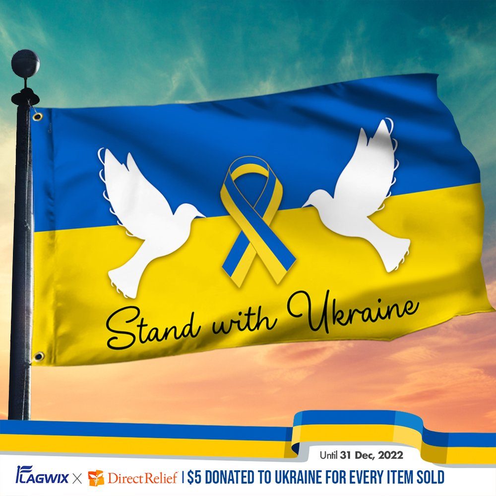 Ukraine Flag Stand with Ukraine Peace Dove Ukrainian Flag QTR68GF