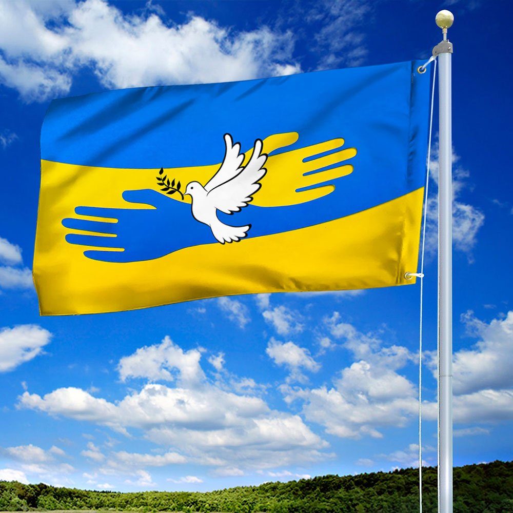 Ukraine Flag Support Ukraine Peace Dove Ukrainian Flag QTR62GF - Image 2