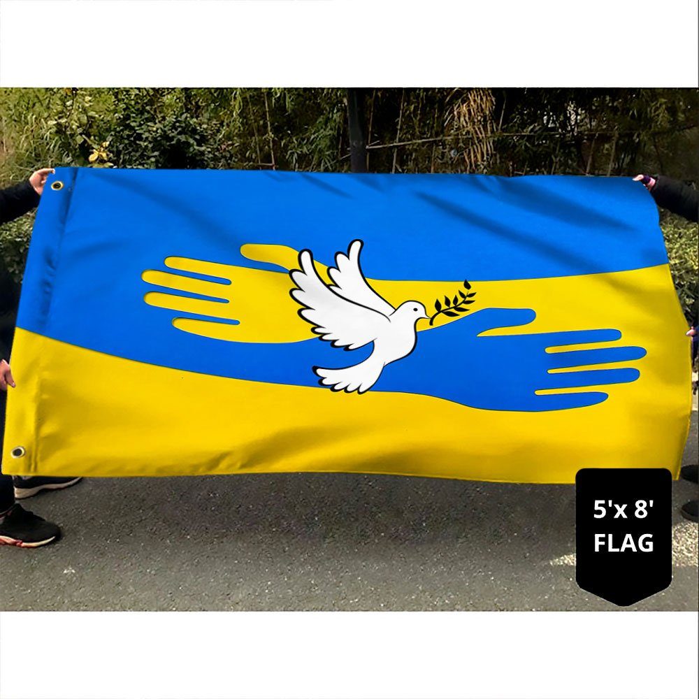 Ukraine Flag Support Ukraine Peace Dove Ukrainian Flag QTR62GF - Image 4