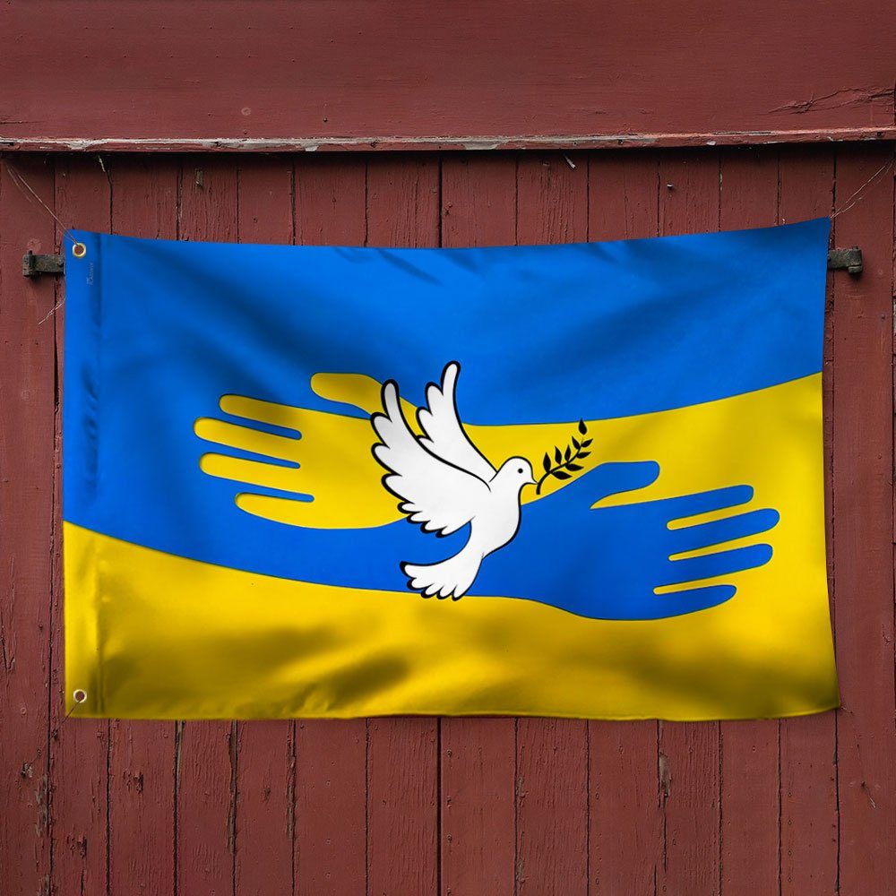 Ukraine Flag Support Ukraine Peace Dove Ukrainian Flag QTR62GF - Image 3
