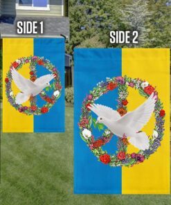 ukraine peace flag, hippie white dove with green leaf qnk1094f 2481