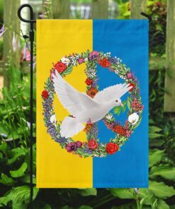 ukraine peace flag, hippie white dove with green leaf qnk1094f 7858