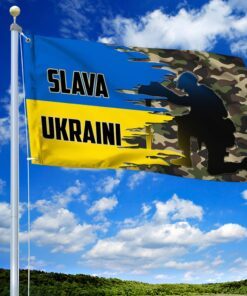 Ukraine Soldier Grommet Flag Slava Ukraini BNN108GF