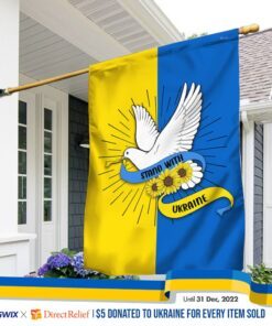 Ukrainian Flag Dove Peace Stand With Ukraine Sunflower Flag TRV1972F