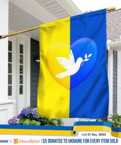 Ukrainian Flag Peace Ukraine Dove Flag QTR04F