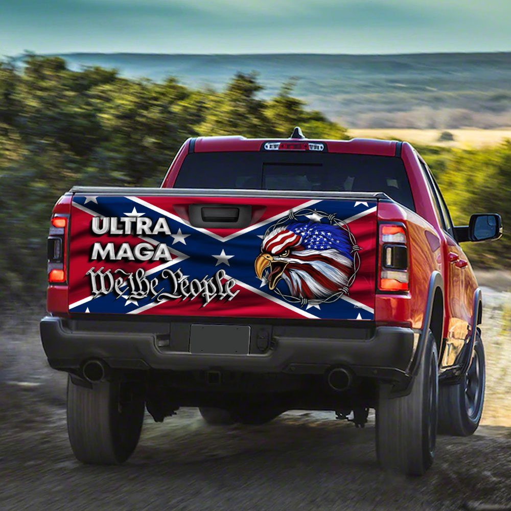 Ultra MAGA Truck Tailgate Decal Sticker Wrap We The People Southern Confederate Flag TQN145TDv1 - Image 3