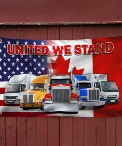 united we stand, freedom convoy, support trucker american canadian grommet flag thn3763gfv1 2609