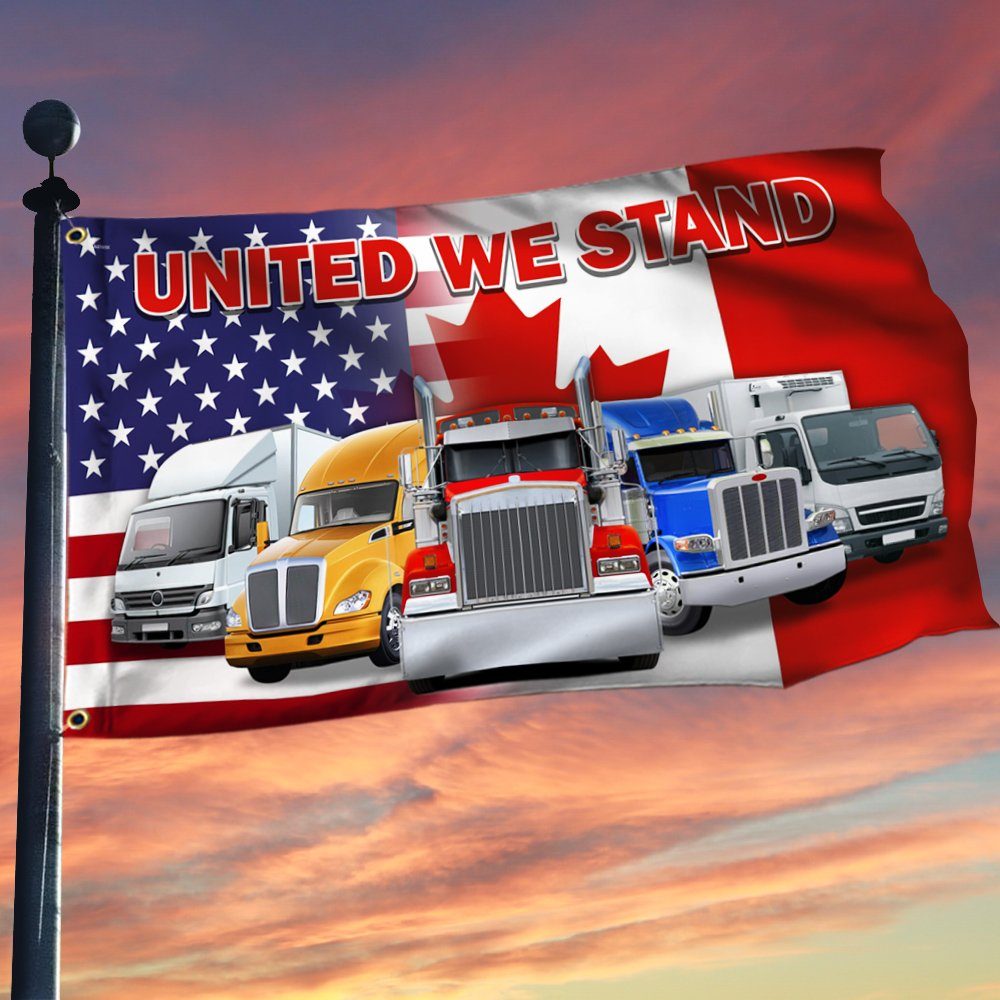 United We Stand, Freedom Convoy, Support Trucker American Canadian Grommet Flag THN3763GFv1 - Image 2