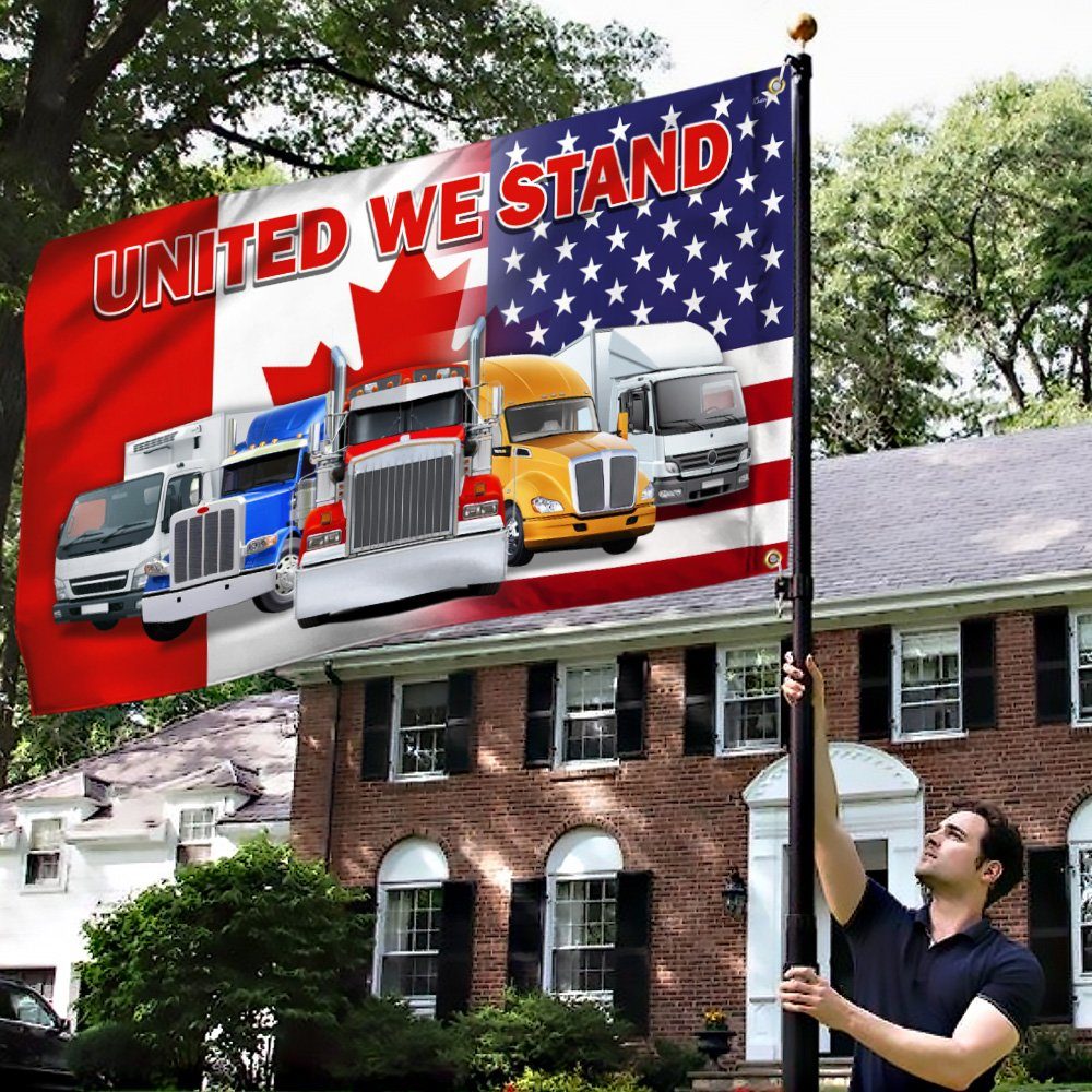 United We Stand, Freedom Convoy, Support Trucker American Canadian Grommet Flag THN3763GFv1 - Image 4