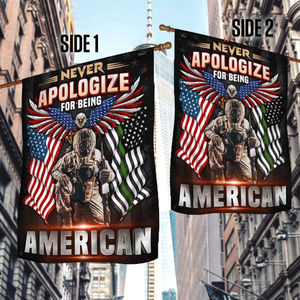 US Soldier Flag Never Apologize For Being American DDH3394F - Image 2