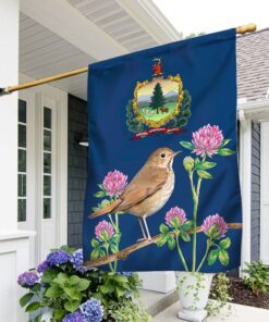 Vermont Flag Hermit Thrush and Red Clover BNN636F