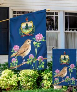 vermont flag hermit thrush and red clover bnn636f 6046