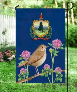 vermont flag hermit thrush and red clover bnn636f 6347