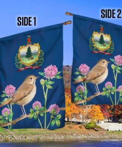 vermont flag hermit thrush and red clover bnn636f 8789