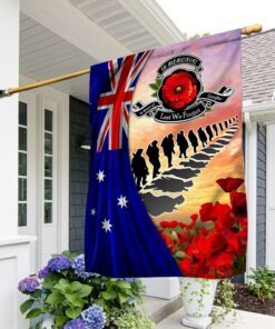 Veteran Australia Flag Lest We Forget Poppy Flowers Australian Veteran Flag MLN194Fv1
