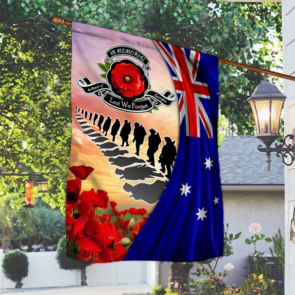 Veteran Australia Flag Lest We Forget Poppy Flowers Australian Veteran Flag MLN194Fv1 - Image 2