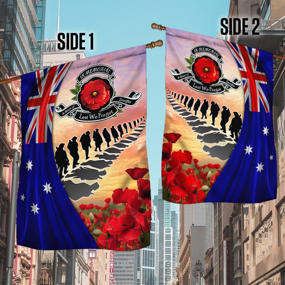 Veteran Australia Flag Lest We Forget Poppy Flowers Australian Veteran Flag MLN194Fv1 - Image 3