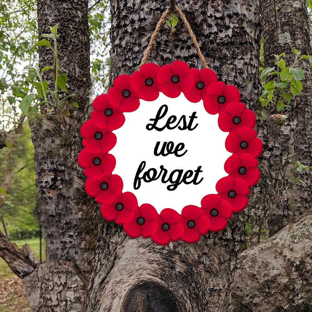 Veteran Door Hanger Remembrance Poppy Lest We Forget Door Sign TRV1868WD - Image 4