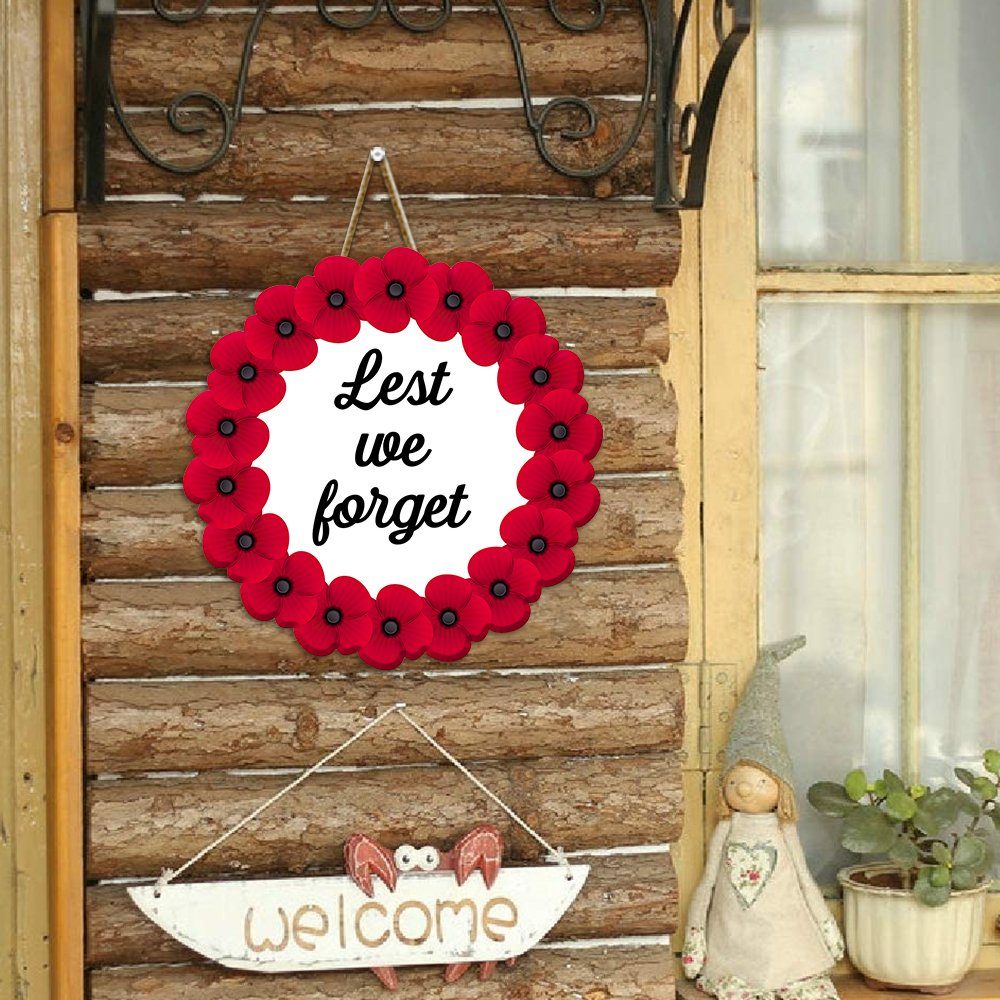 Veteran Door Hanger Remembrance Poppy Lest We Forget Door Sign TRV1868WD - Image 3
