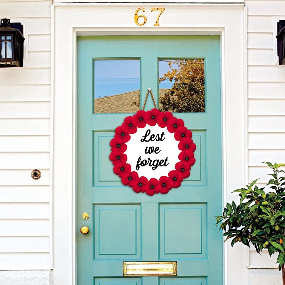 Veteran Door Hanger Remembrance Poppy Lest We Forget Door Sign TRV1868WD - Image 2