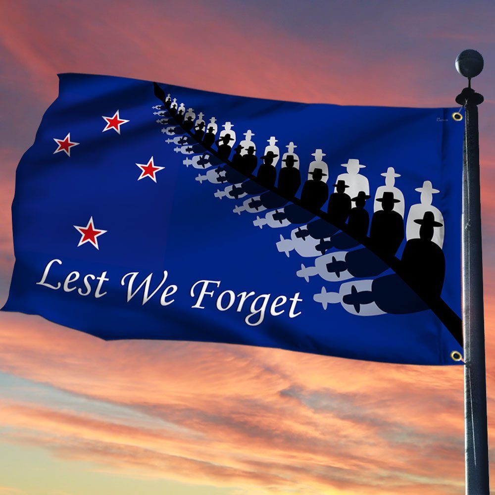 Veteran Flag Anzac Day Lest We Forget New Zealand Grommet Flag TRH1870GF - Image 3