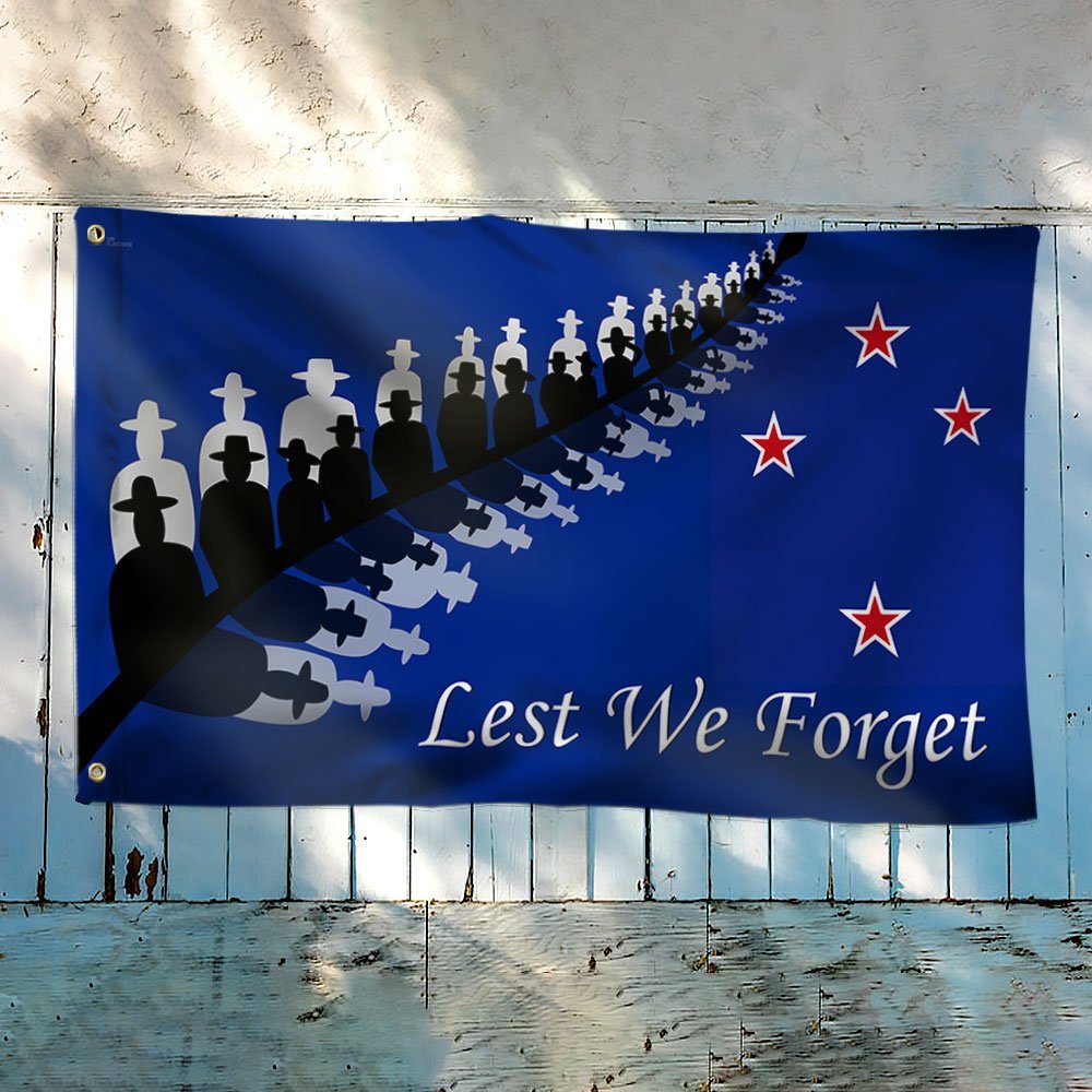 Veteran Flag Anzac Day Lest We Forget New Zealand Grommet Flag TRH1870GF - Image 4