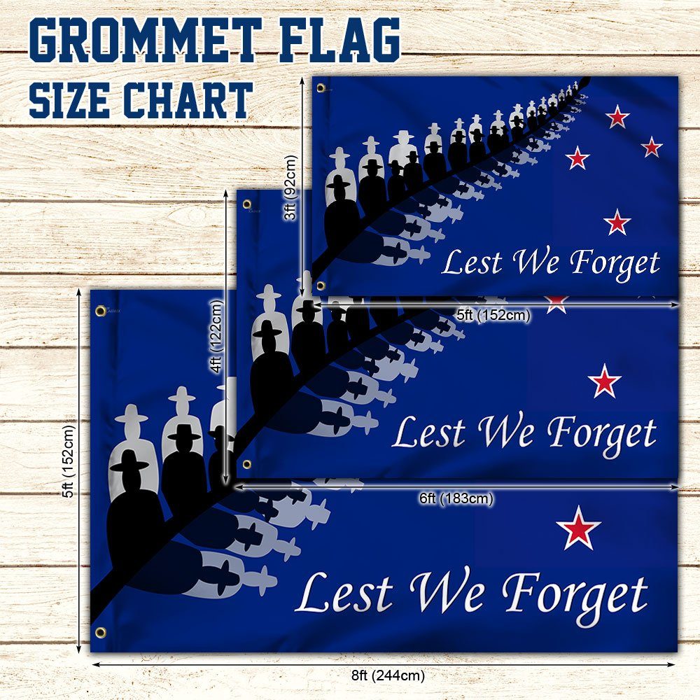 Veteran Flag Anzac Day Lest We Forget New Zealand Grommet Flag TRH1870GF - Image 6