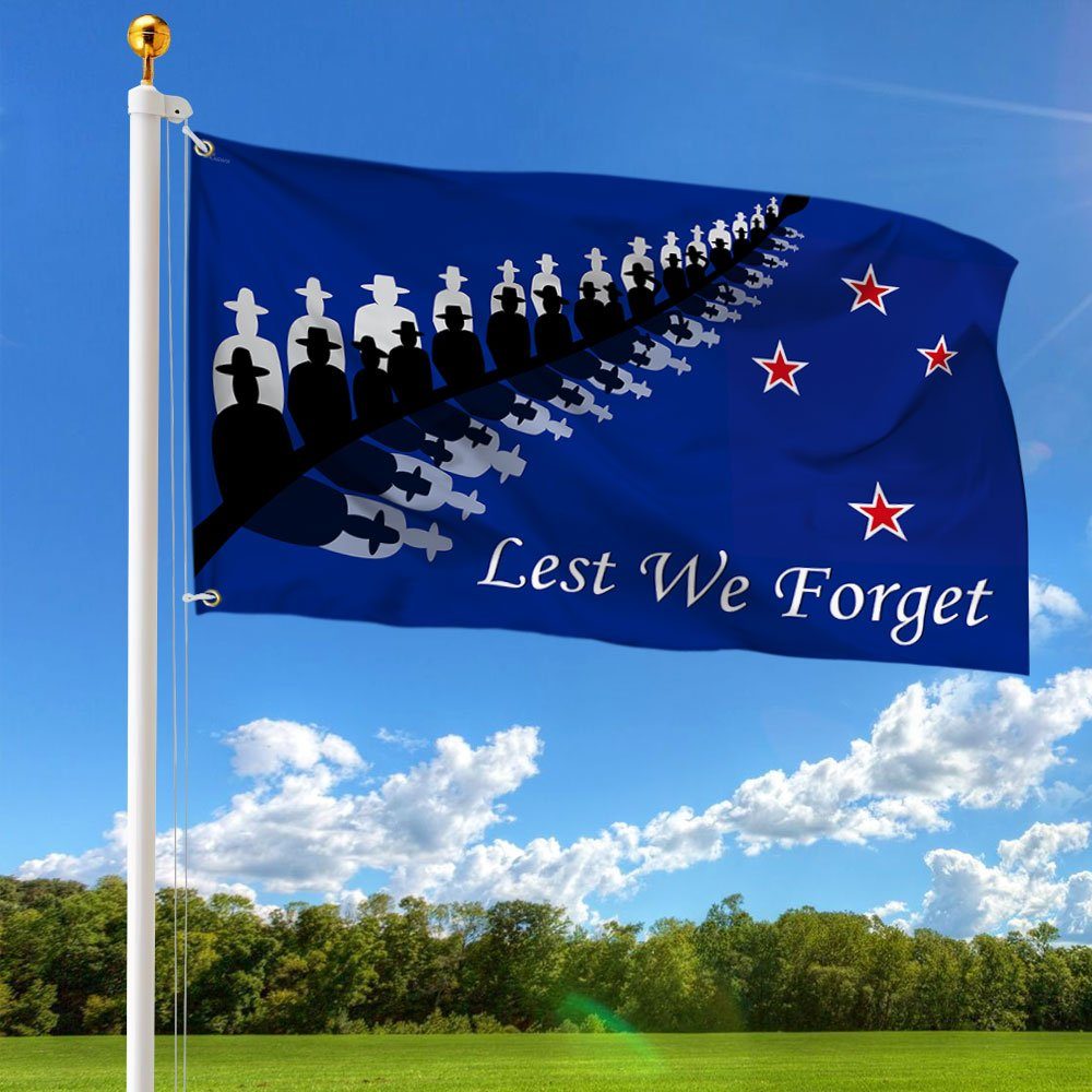 Veteran Flag Anzac Day Lest We Forget New Zealand Grommet Flag TRH1870GF - Image 2