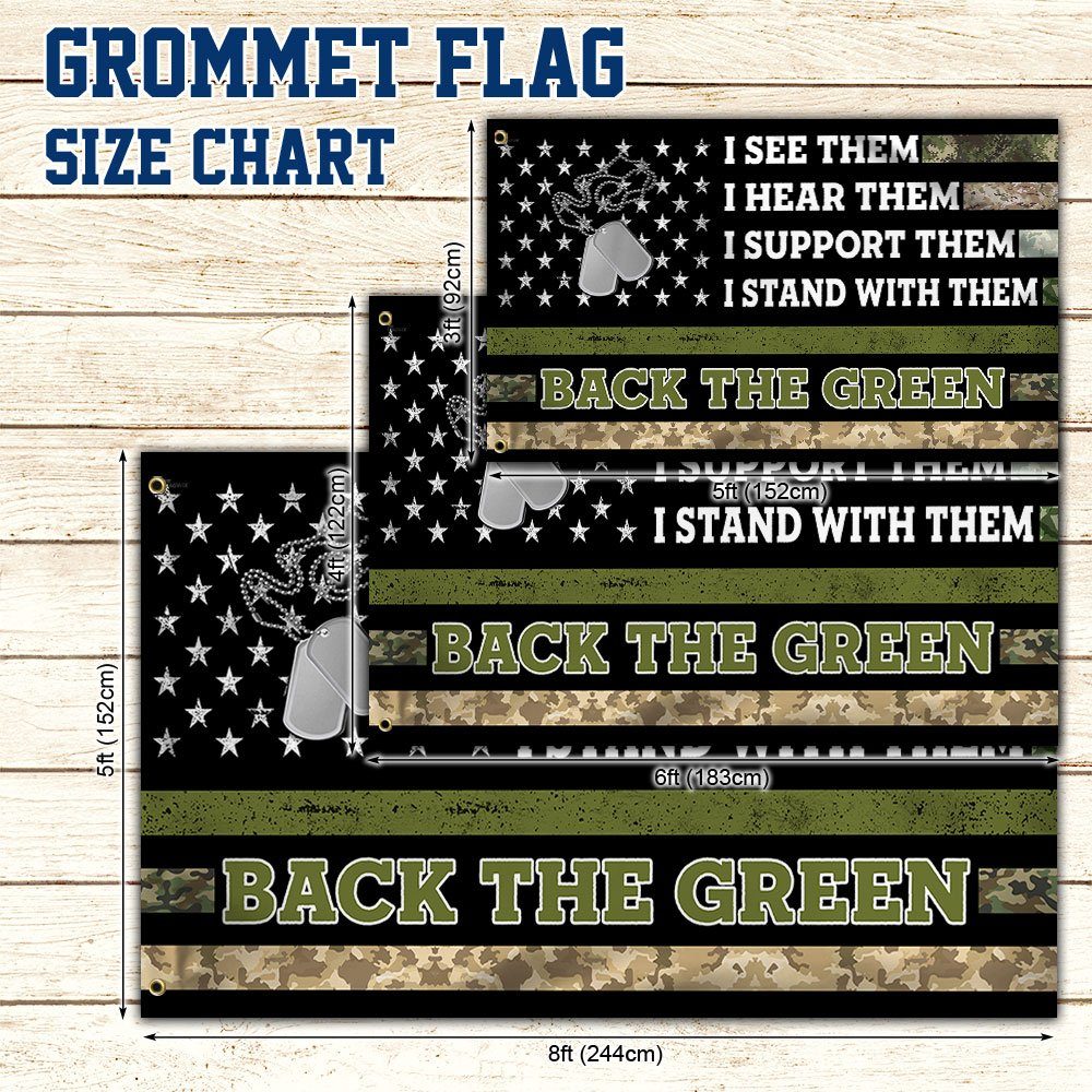 Veteran Flag Back The Green American Veteran Grommet Flag TRH1814GF - Image 6