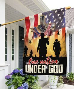Veteran Flag One Nation Under God Christian Cross LHA1943F
