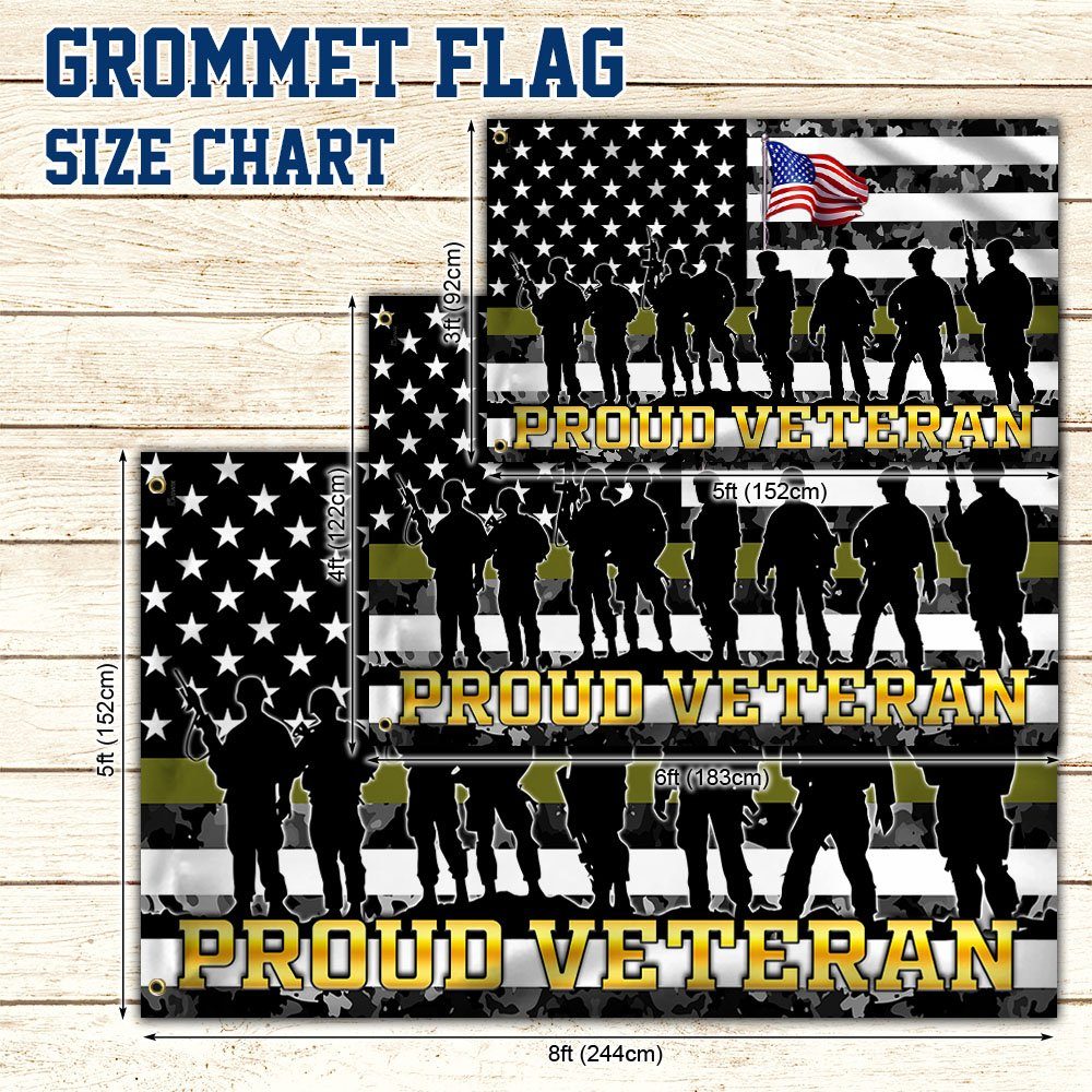 Veteran Flag Proud Veteran Thin Green Line Grommet Flag QTR212GF - Image 4