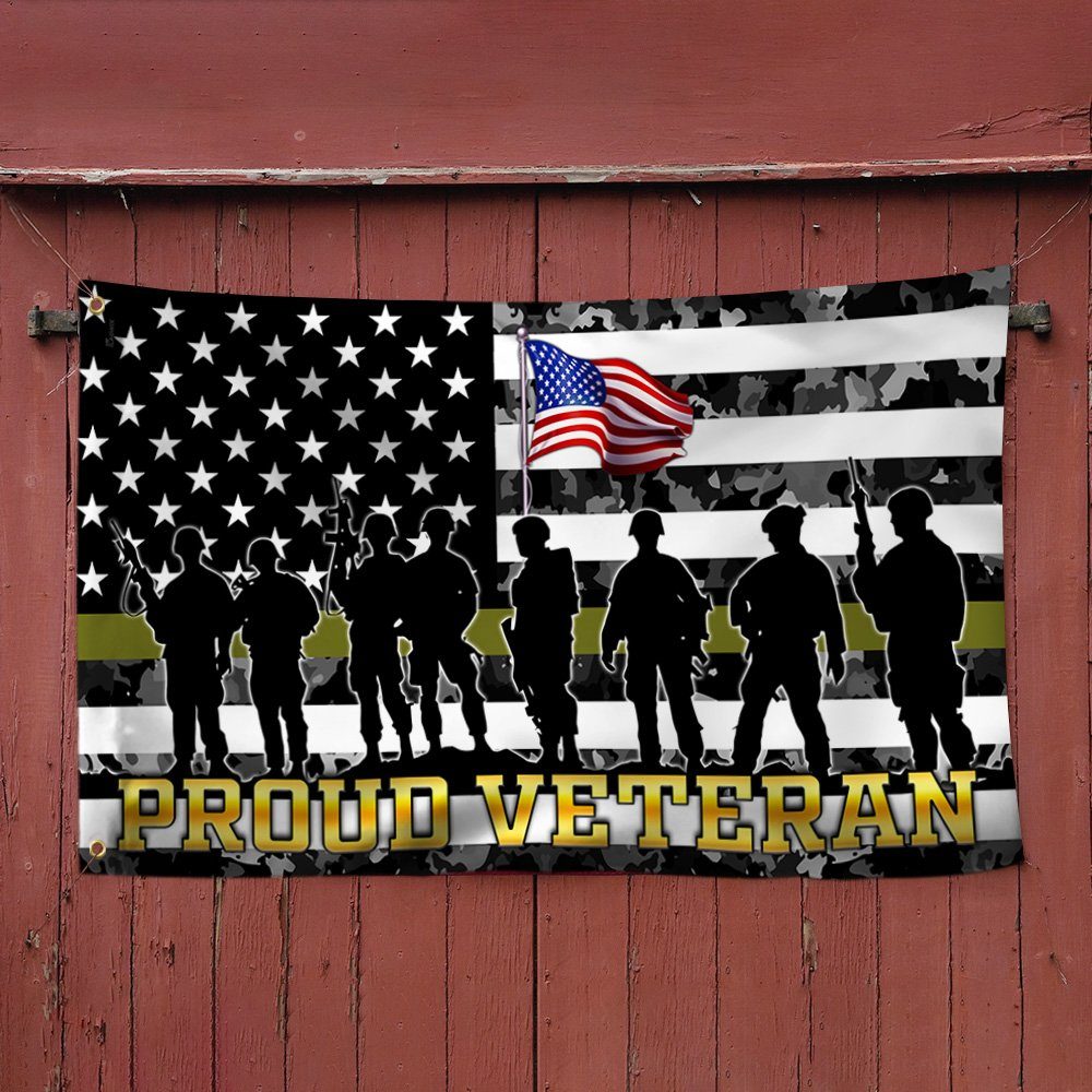 Veteran Flag Proud Veteran Thin Green Line Grommet Flag QTR212GF - Image 3