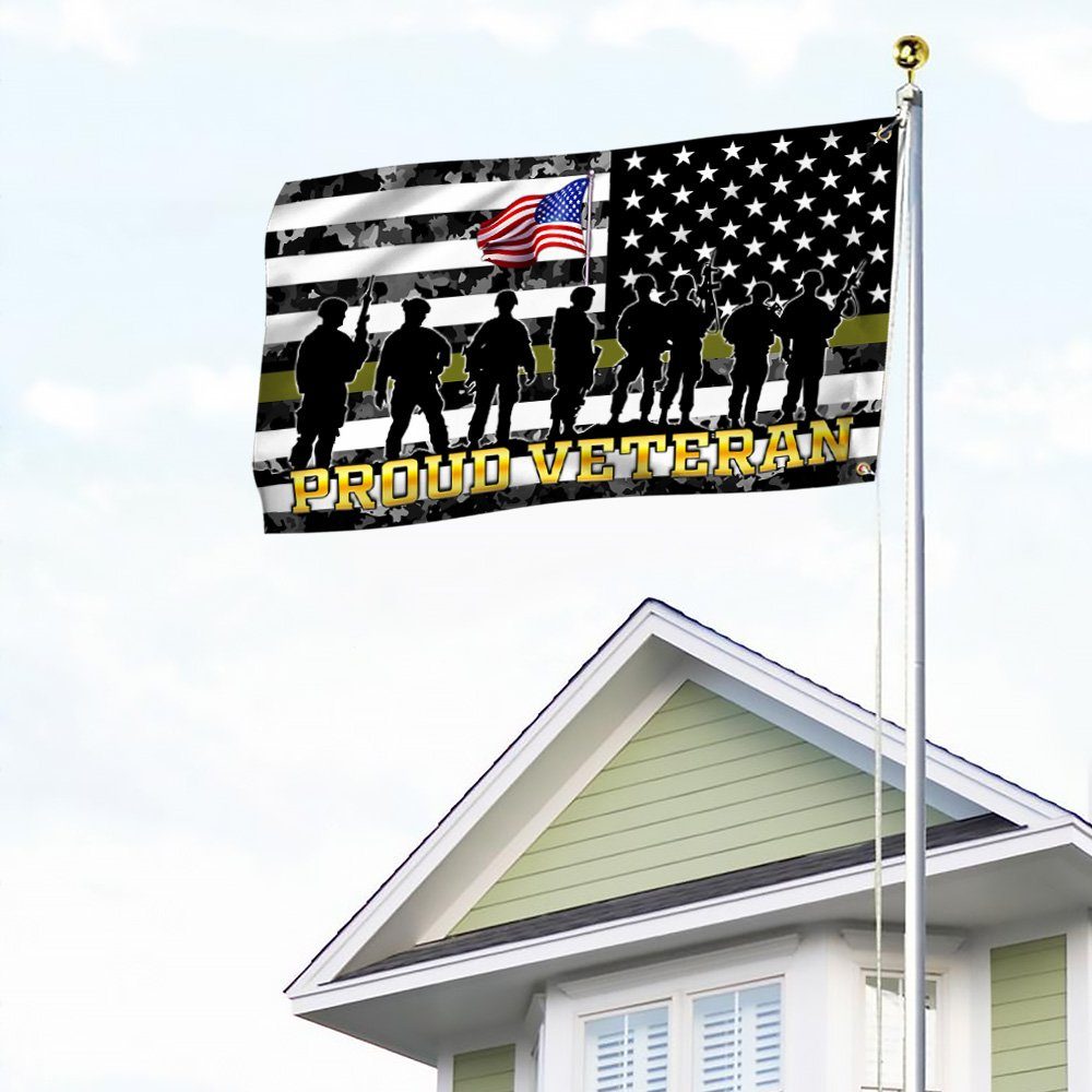 Veteran Flag Proud Veteran Thin Green Line Grommet Flag QTR212GF - Image 2