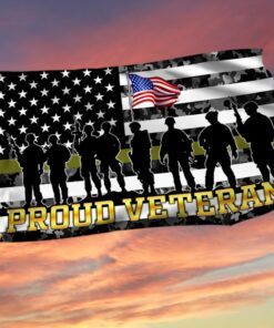 Veteran Flag Proud Veteran Thin Green Line Grommet Flag QTR212GF