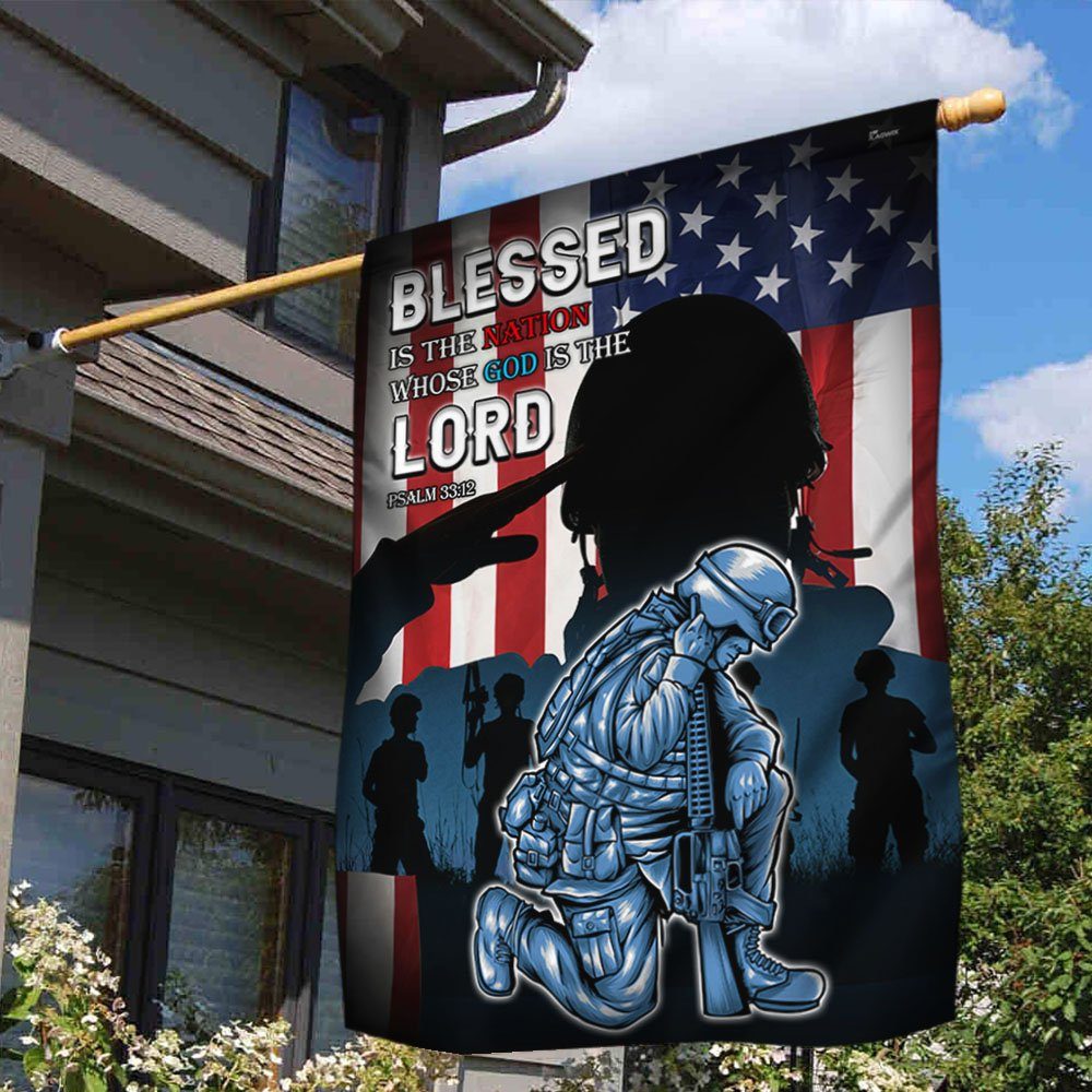 Veteran God Flag Blessed Is The nation Whose God Is The Lord MLH2252F - Image 2