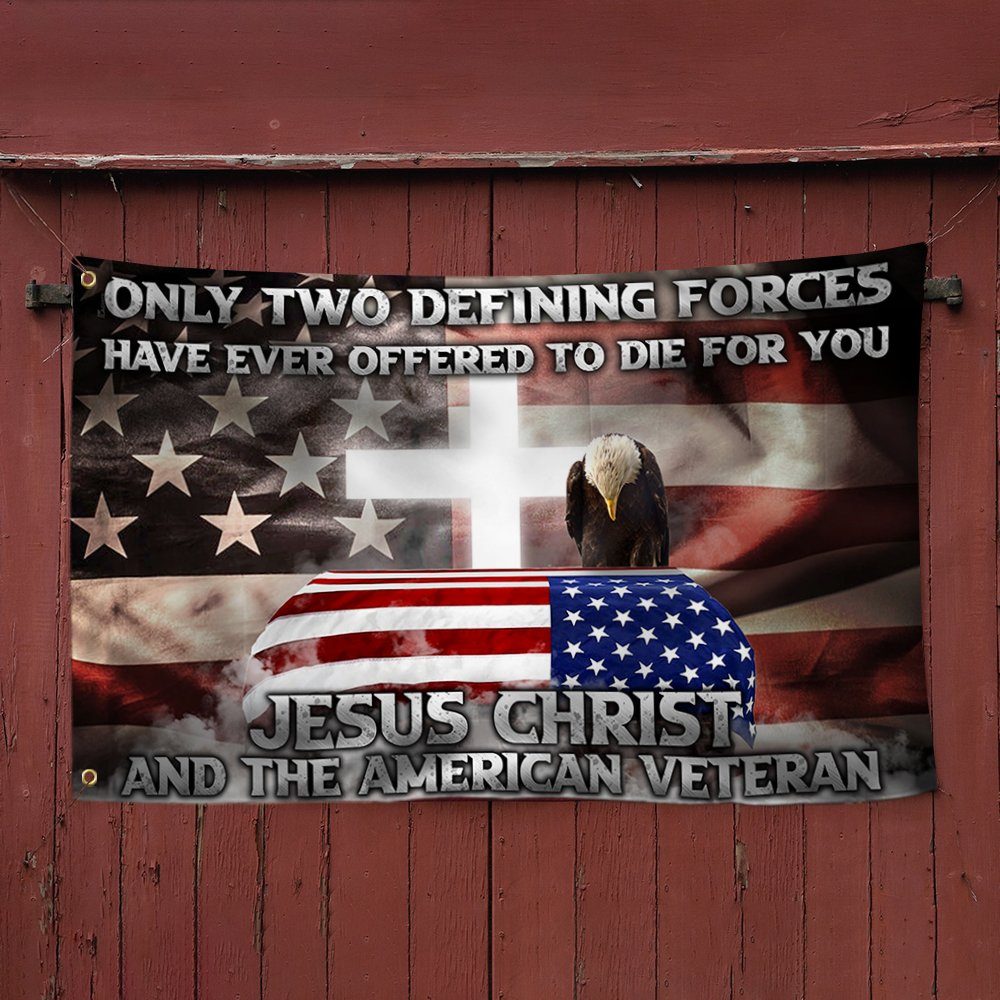 Veteran Grommet Flag Jesus Christ And The American Veteran ANT318GF - Image 5