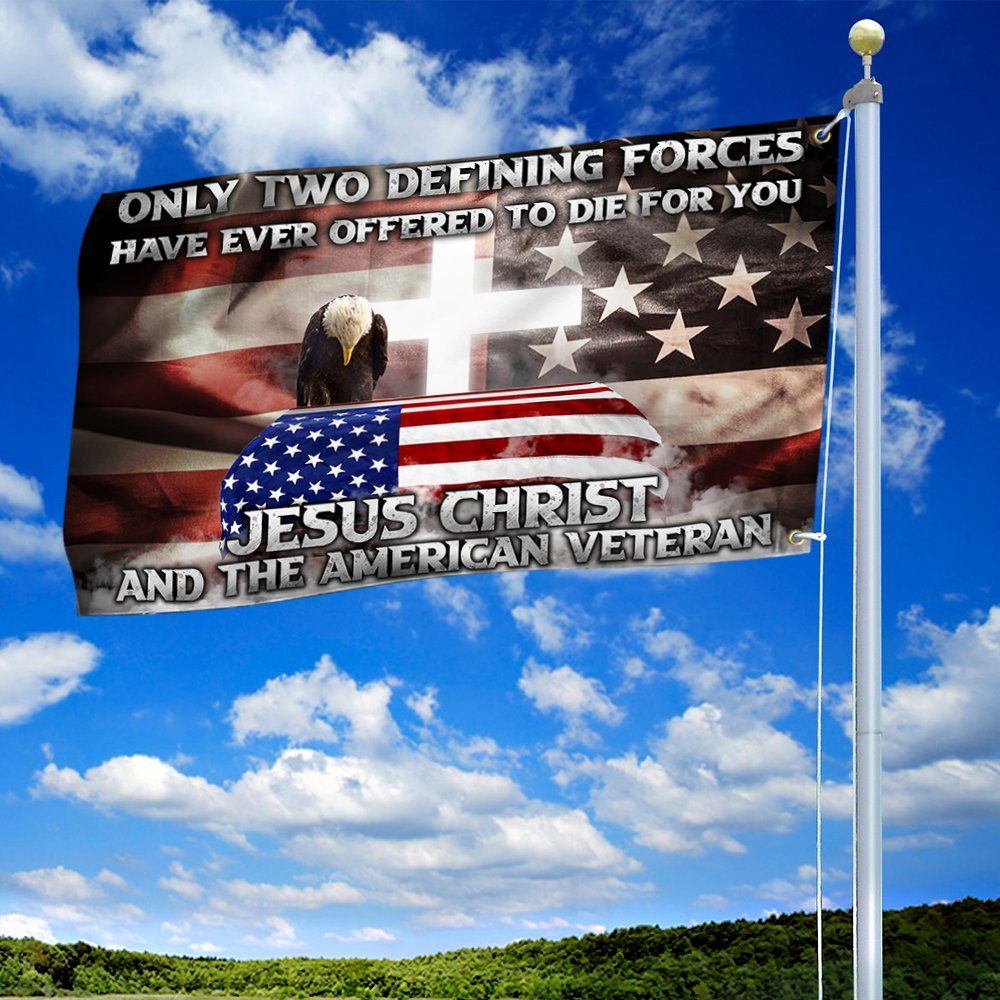Veteran Grommet Flag Jesus Christ And The American Veteran ANT318GF - Image 4