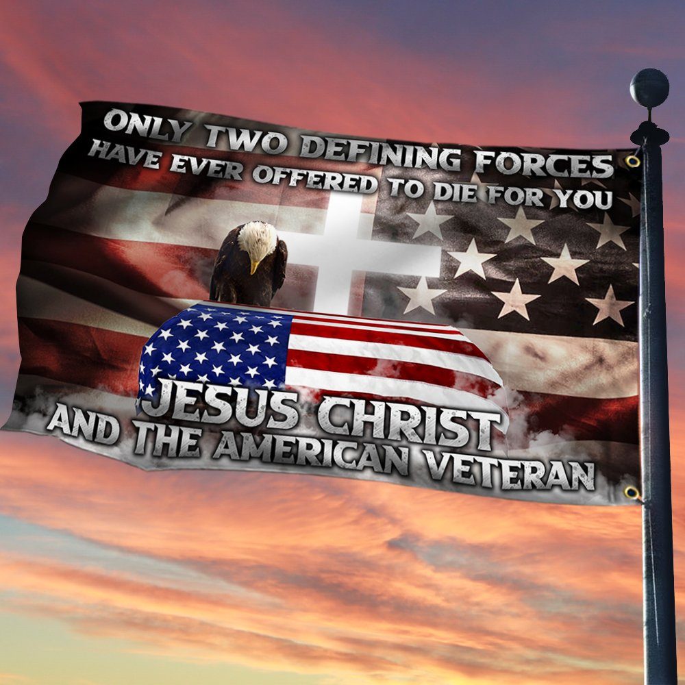 Veteran Grommet Flag Jesus Christ And The American Veteran ANT318GF - Image 2
