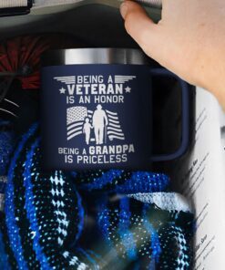 veteran insulated coffee mug being a veteran is an honor being a grandpa is priceless tqn261cm 6229