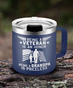 veteran insulated coffee mug being a veteran is an honor being a grandpa is priceless tqn261cm 6258