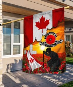 Veteran Kneeling Canadian Memorial Honoring Fallen Soldiers Veterans Flag MLN404F