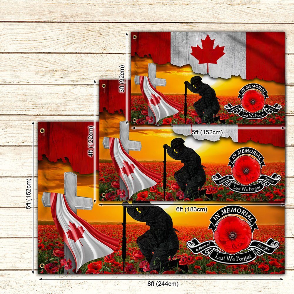 Veteran Kneeling Canadian Memorial Honoring Fallen Soldiers Veterans Lest We Forget Grommet Flag MLN404GF - Image 5