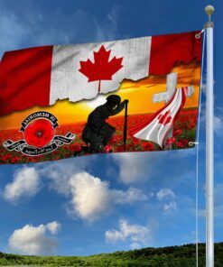 veteran kneeling canadian memorial honoring fallen soldiers veterans lest we forget grommet flag mln404gf 8665