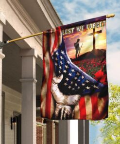 Veteran Poppy Memorial Day. Lest We Forget Flag