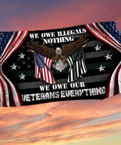 Veteran US Grommet Flag We Own Illegals Nothing We Owe Our Veterans Everything DDH3085GFv4