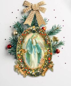 virgin mary wooden ornament pn610o 1237